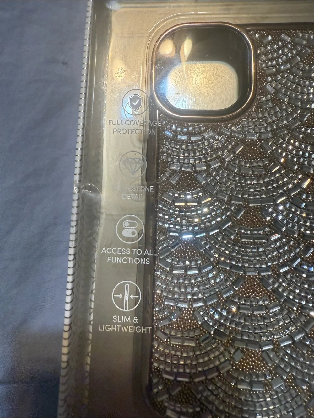 XO Poppy Silver Beaded iPhone Case - Sparkling Rhinestone Design